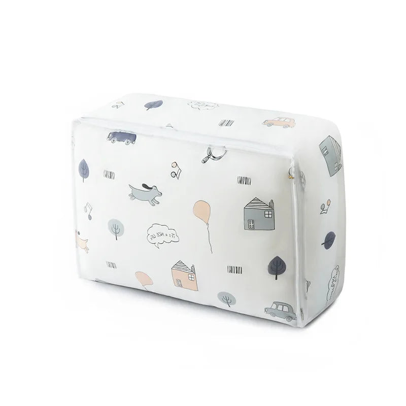 1pc Peva Printed Waterproof and Dust-Proof Quilt Storage Bag, Collapsible and Easy To Arrange,Blankets,Clothes,Bedding Store Bag Oasis Select House 55x36x20cm