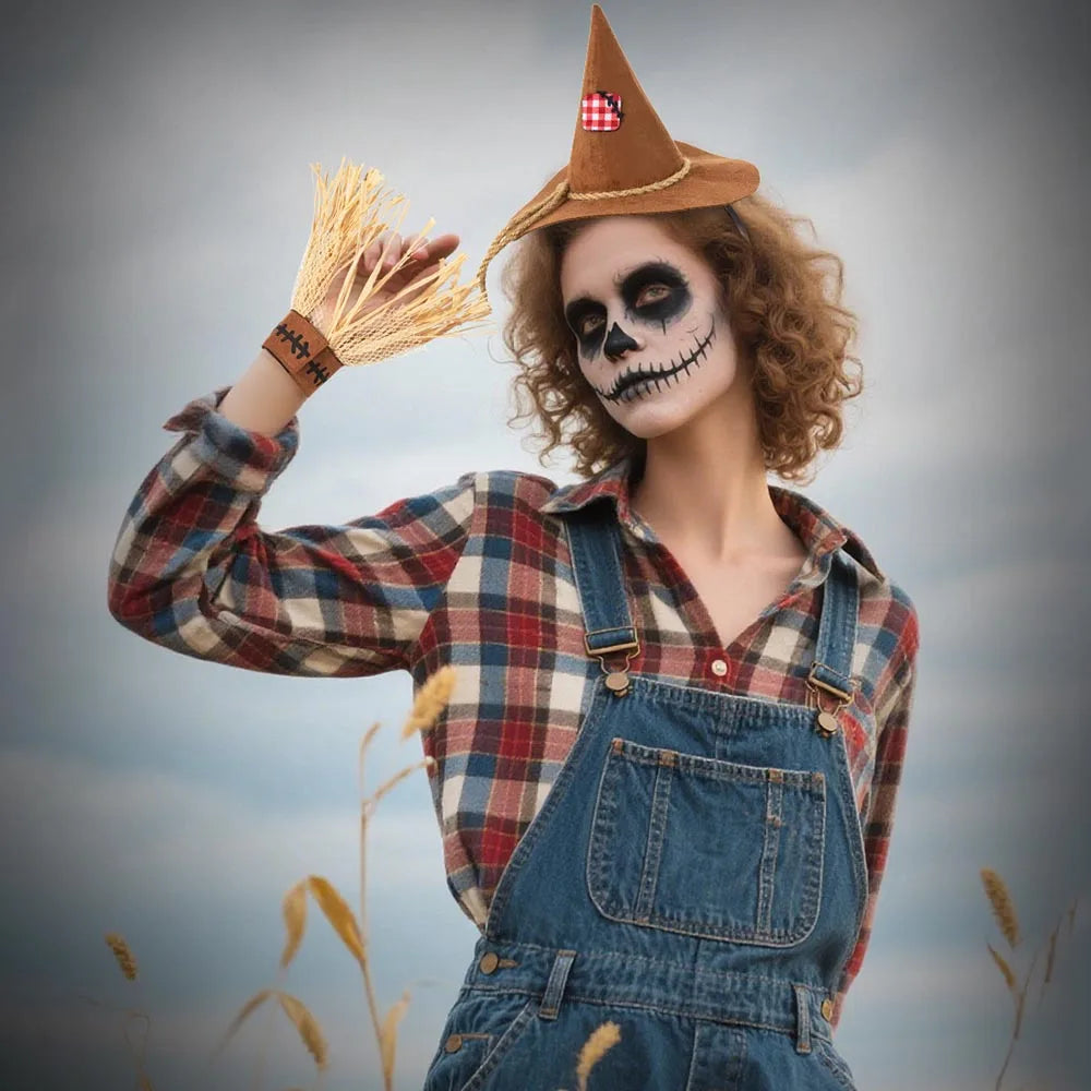 Halloween New Arrival COSPLAY Scarecrow Three-Piece Set Headband Gloves Costume Accessories Character Outfit Oasis Select