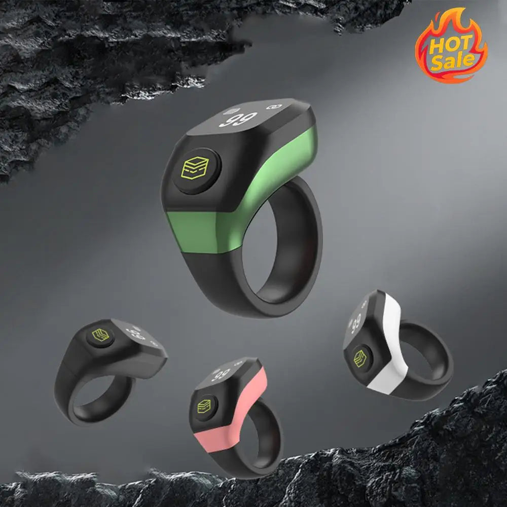 BT5.4 Smart Ring Counter Adjustable Sizes 18mm 20mm 22mm OLED Display Ring Counters Rechargeable for Vibration Prayer Reminders Oasis Select