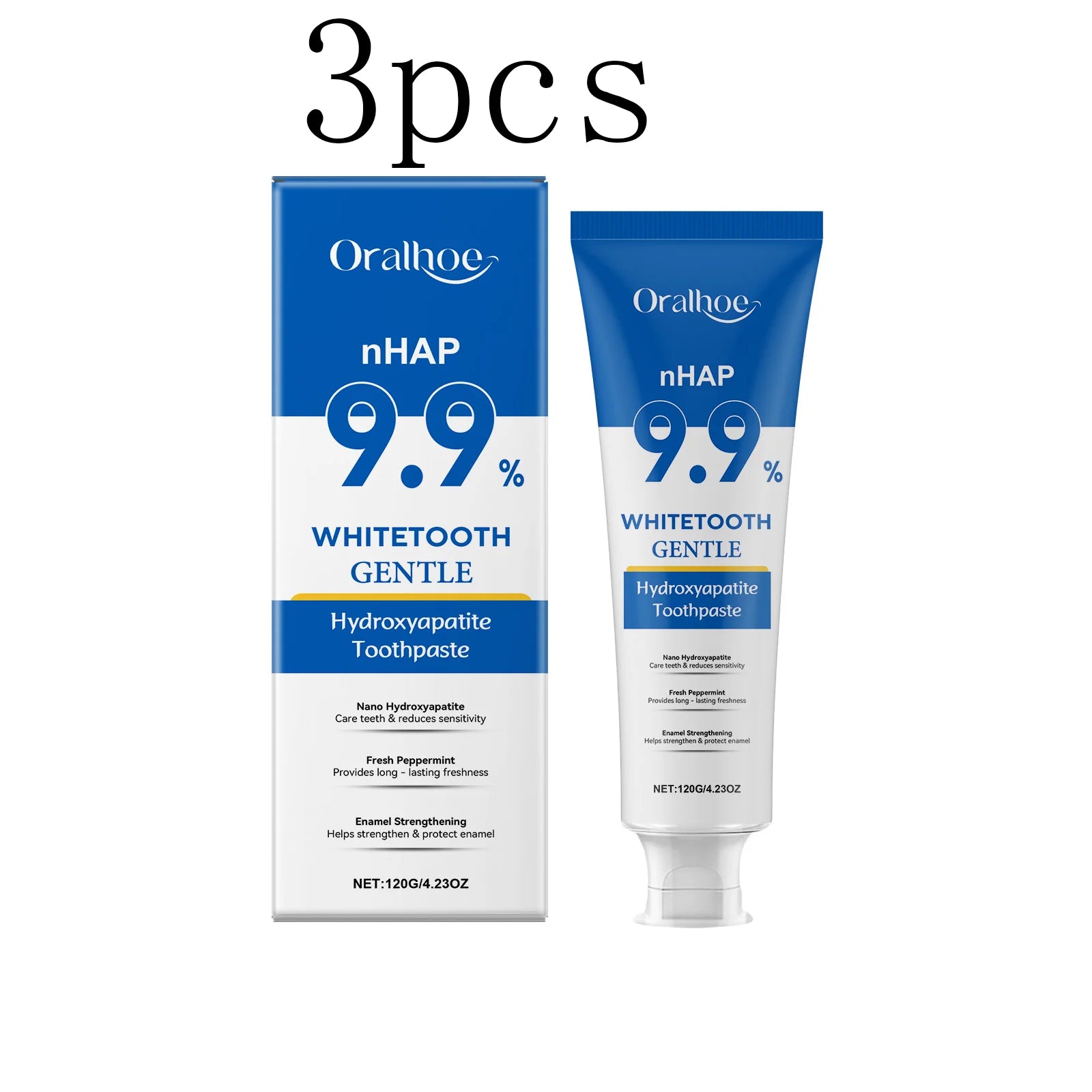 Hydroxyapatite Toothpaste Enamel Repair Teeth Stains Cleansing Bad Breath Removal Dental Birghtening Preventing Periodontitis Oasis Select 3pcs