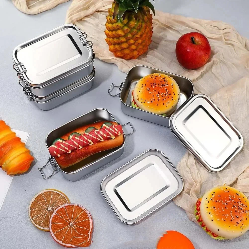 Stainless Steel Bento Lunch Box – Leak-Proof, Lockable Clips Stainless Steel Lunch Box Oasis Select