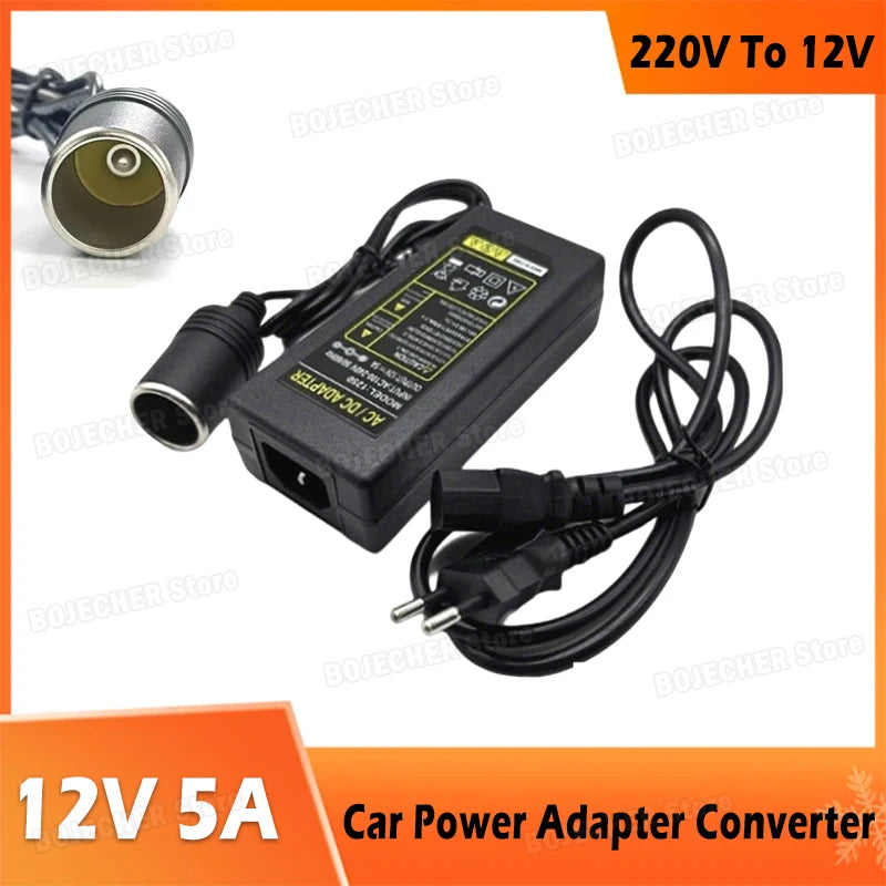 AC 220V To DC 12V Power Adapter Converter 60W 12V 5A Car Power Adapter Cigarette Lighter Converter Household Transformer EU US Oasis Select