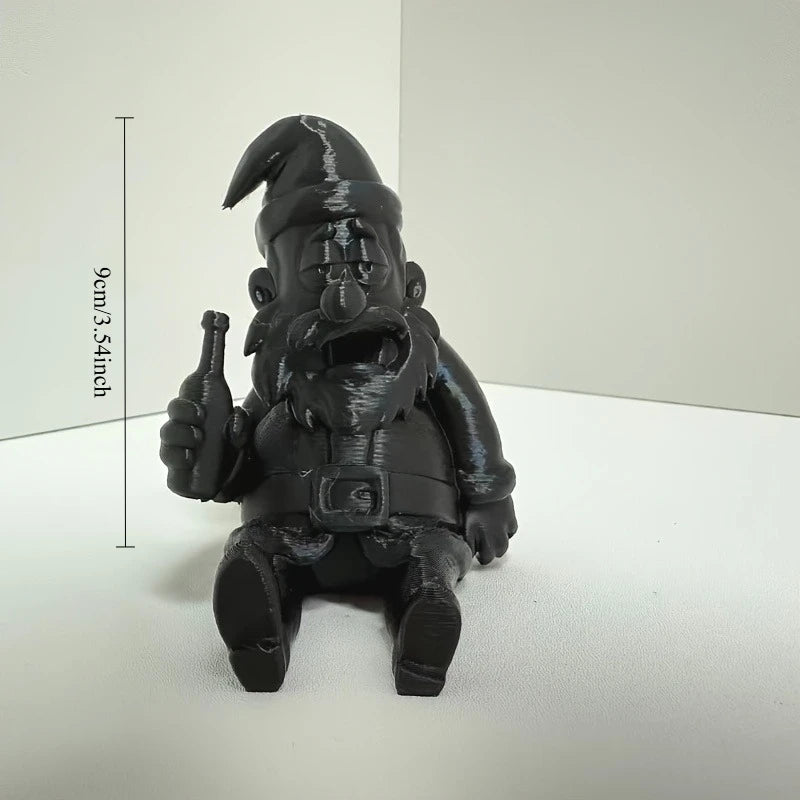 Drunk Gnome Bar Decor Figurines Ornaments Old Man Sitting Statue with Beer Bottle Funny Home Desktop Pub Kitchen Ornaments Gifts Oasis Select Drunk black