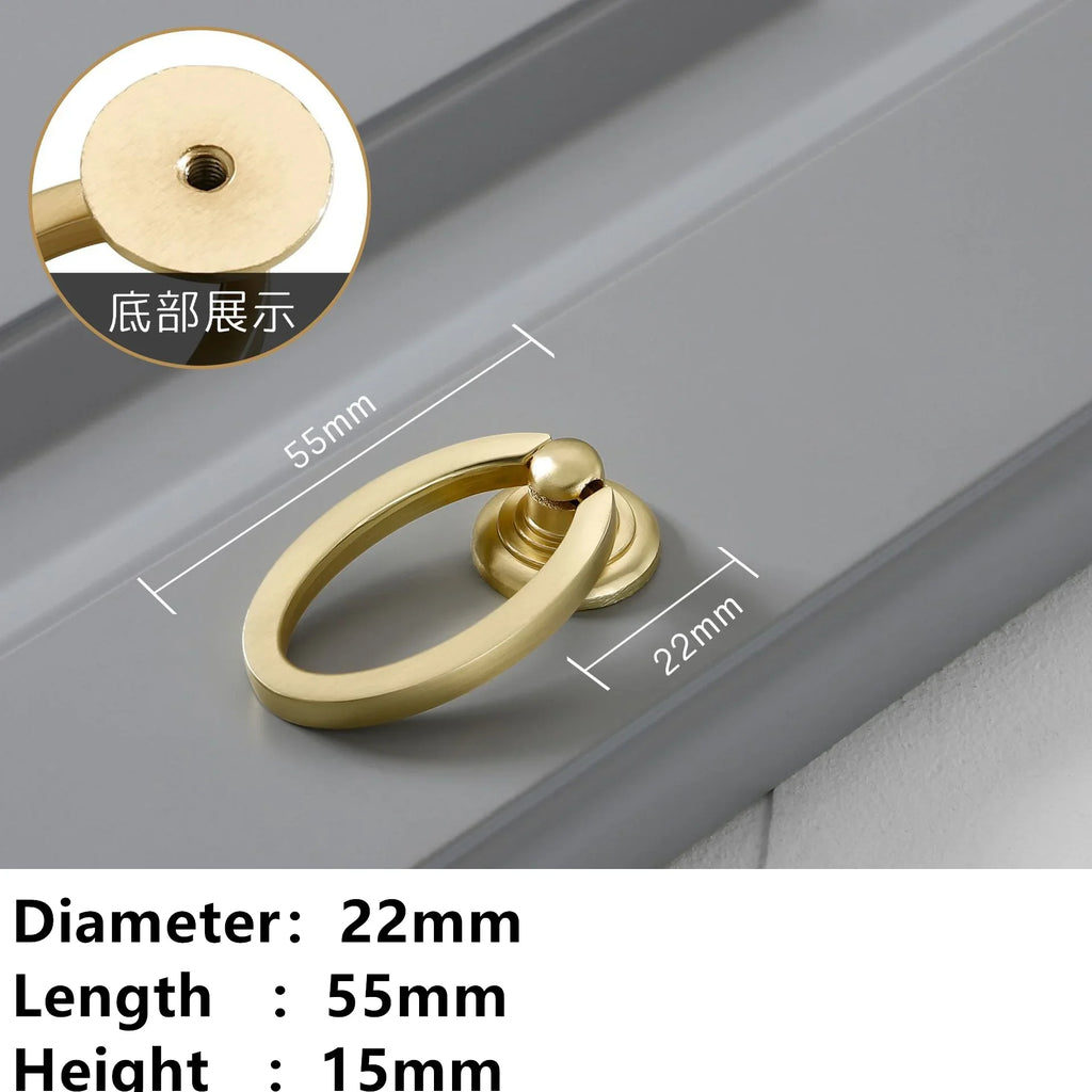 Handles Drawer Cabinet Furniture Kitchen Handles for Cabinet Knob Door Drawer Furniture Kitchen Golden Single hole Rings Knob Oasis Select 2225-Zinc alloy