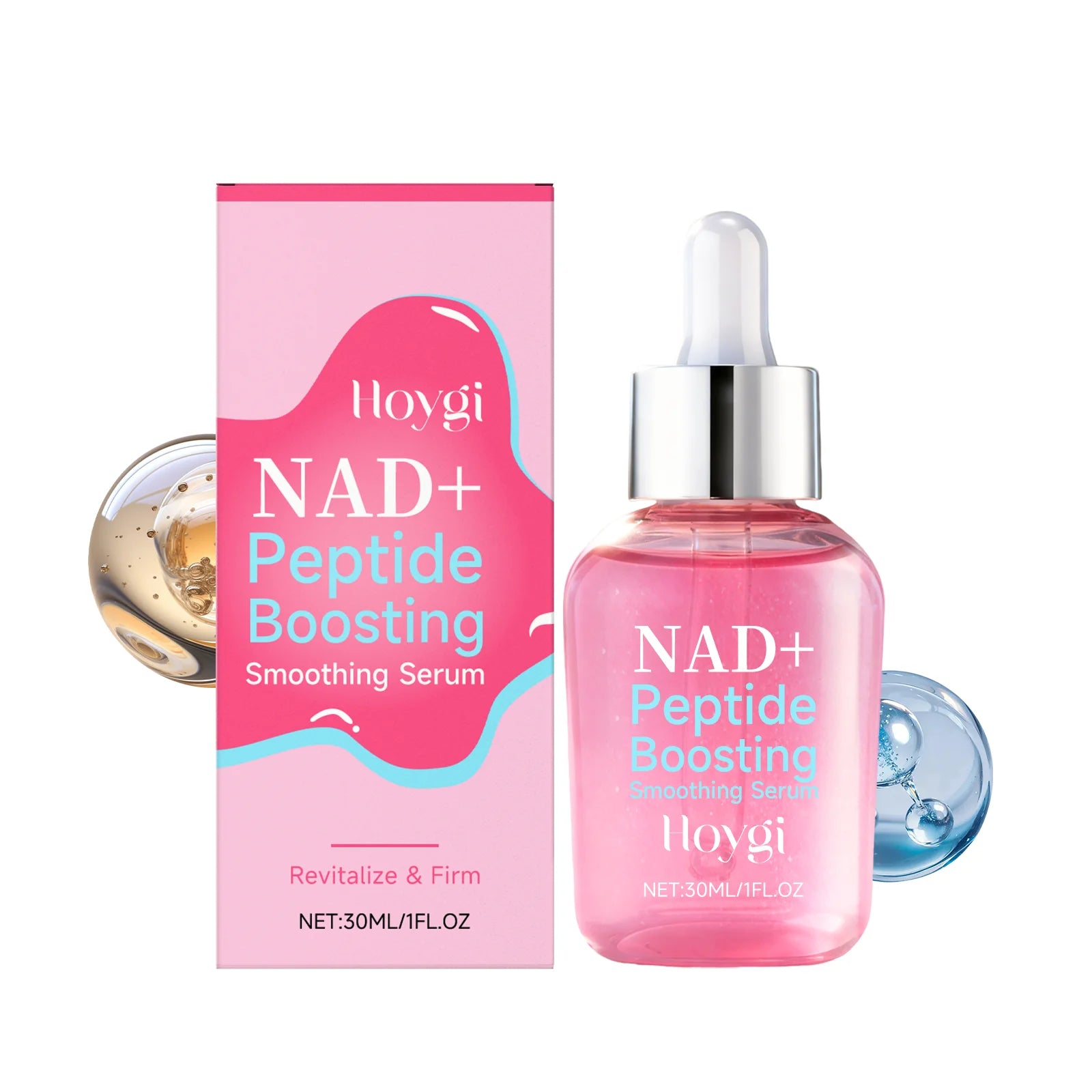 NAD+ Peptide Boosting Smoothing Serum Firming Hydrating Anti-Aging Serum Radiant Glow Face Essence Hyaluronic Acid Brightening Oasis Select 30ml Boxed