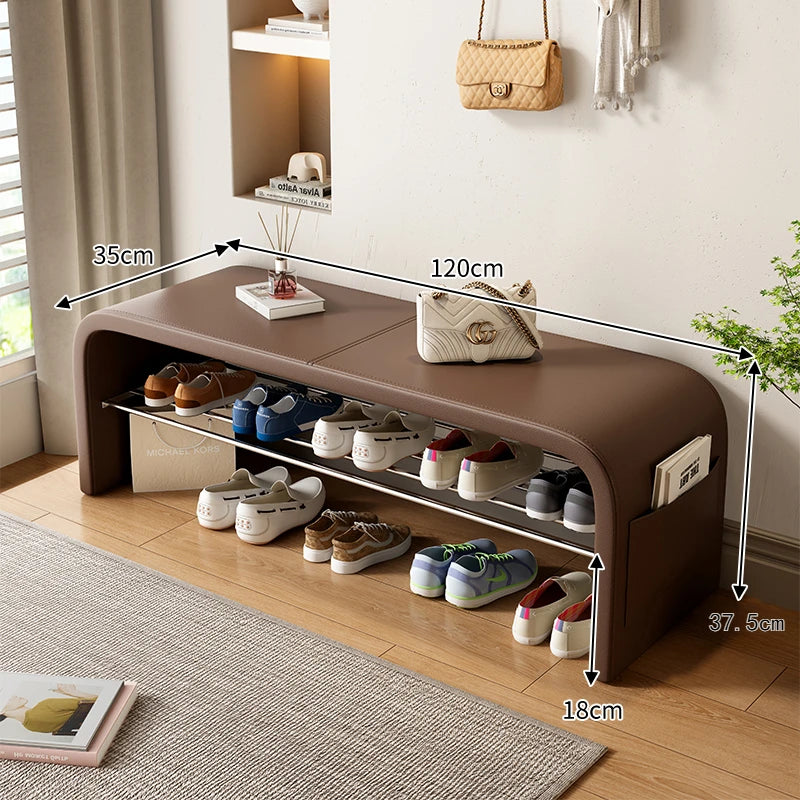 Light luxury shoe changing stool for home use, shoe wearing stool, shoe cabinet, integrated bed end stool Oasis Select Dark Coffee 120