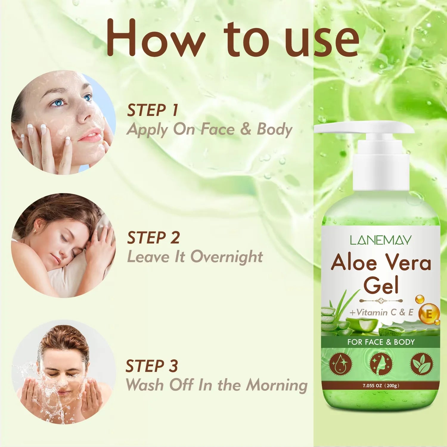 2-Pack Vitamin C & E Aloe Vera Gel – Face & Body Moisturizer Aloe Vera Gel Oasis Select