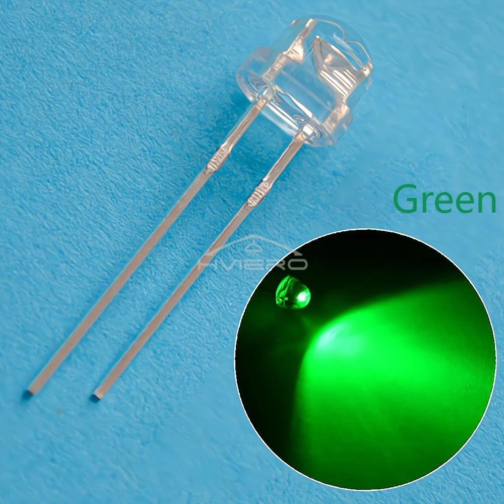 100Pcs 5mm Straw Hat LED Diodes – Wide Angle DIY Light Beads