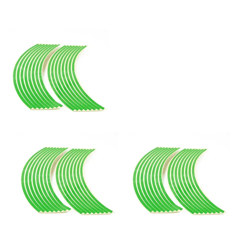 1/2/3set Motorcycle Wheel Sticker 18 Reflective Rim Stripe Tape Car Bicycle Wheel Decoration Universal Sticker For Motorcycle Oasis Select Green-3 set