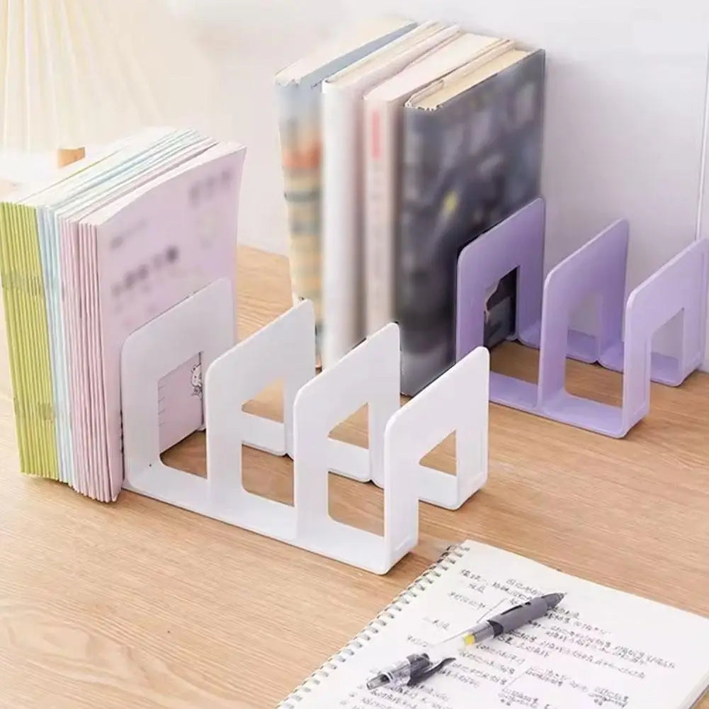 4-Grid Bookend Stand Desk Organizer – Books, CDs & Files