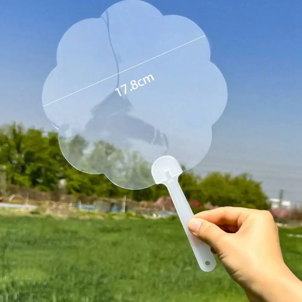Multi-functional Plastic Transparent Fan Handheld Unfinished Graffiti Fans Thicken Round Blank Painting Fans Children Oasis Select Transparent-style B