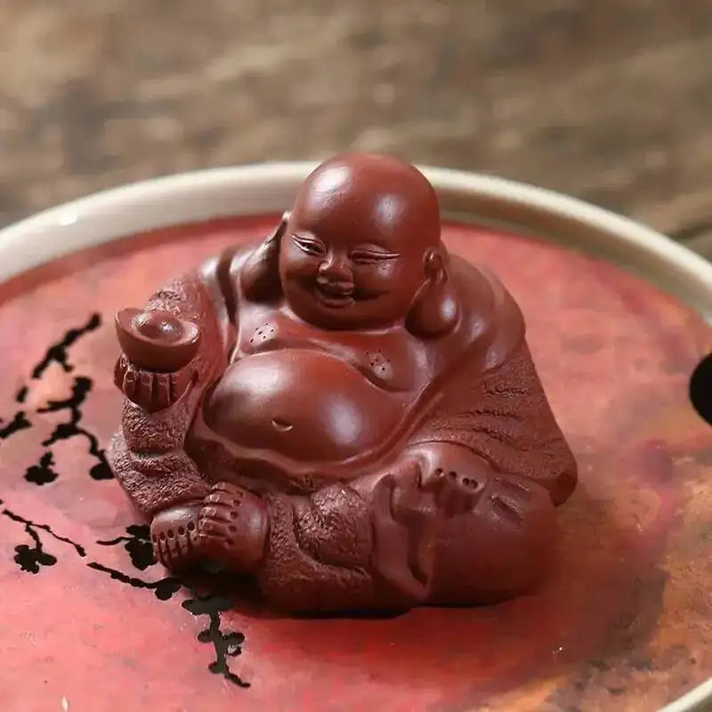Yixing Zisha Tea Pet Buddha Figurine Dahongpao Maitreya Buddha Rulai Sculpture Tea Set Creative Model Can Raise Tea Pet Oasis Select