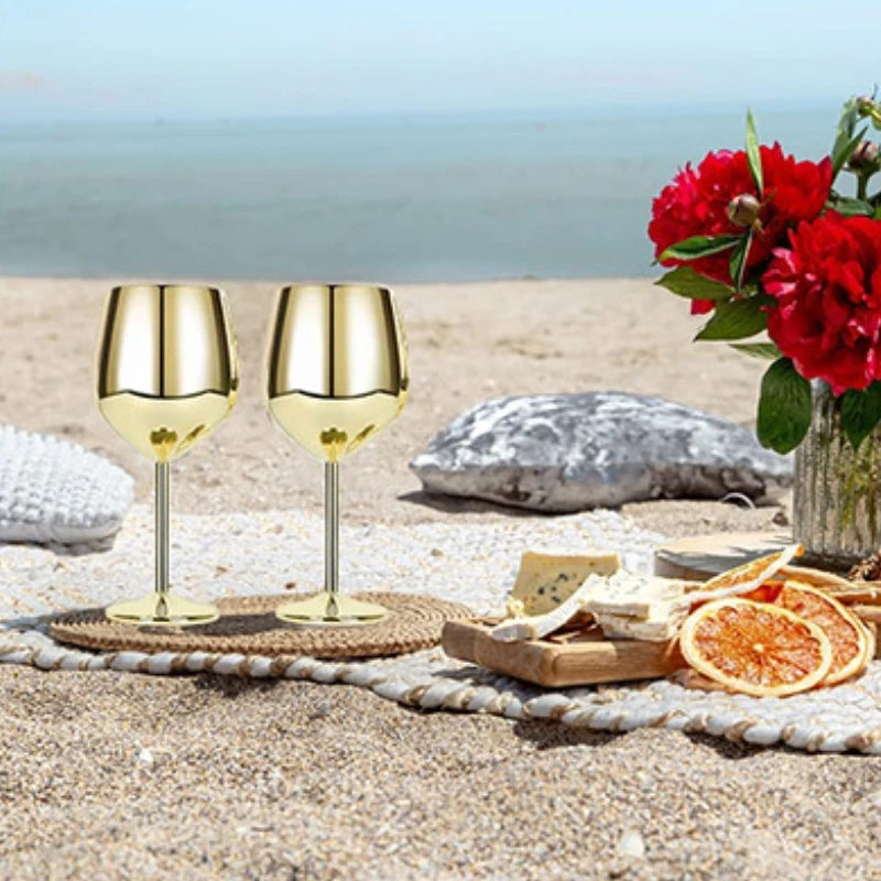 Cocktail Glass Nordic Stainless Steel Durable Tall Champagne Outdoor Metal Red Juice Wine Creative Cup for Bar Party and Home Oasis Select