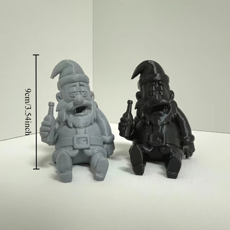 Drunk Gnome Bar Decor Figurines Ornaments Old Man Sitting Statue with Beer Bottle Funny Home Desktop Pub Kitchen Ornaments Gifts Oasis Select