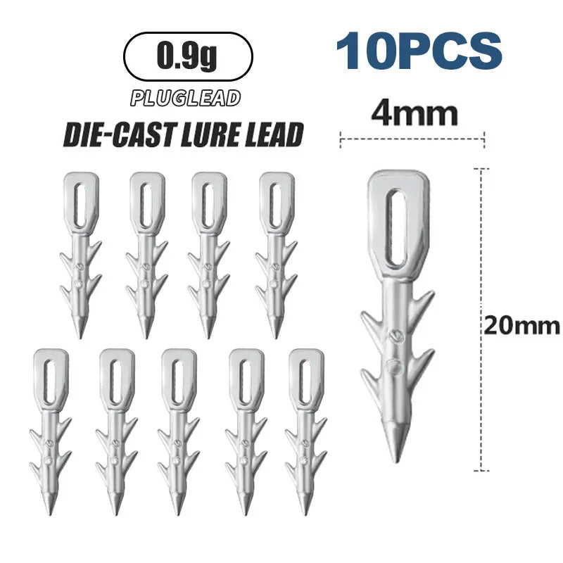 Fishing Sinkers 10PCS Worm Lure Weight Insert Nail Sinker Finesse Neko Rig Tackle Carp Bass Trout Saltwater Freshwater Gear Tool Oasis Select 0.9G 10pcs