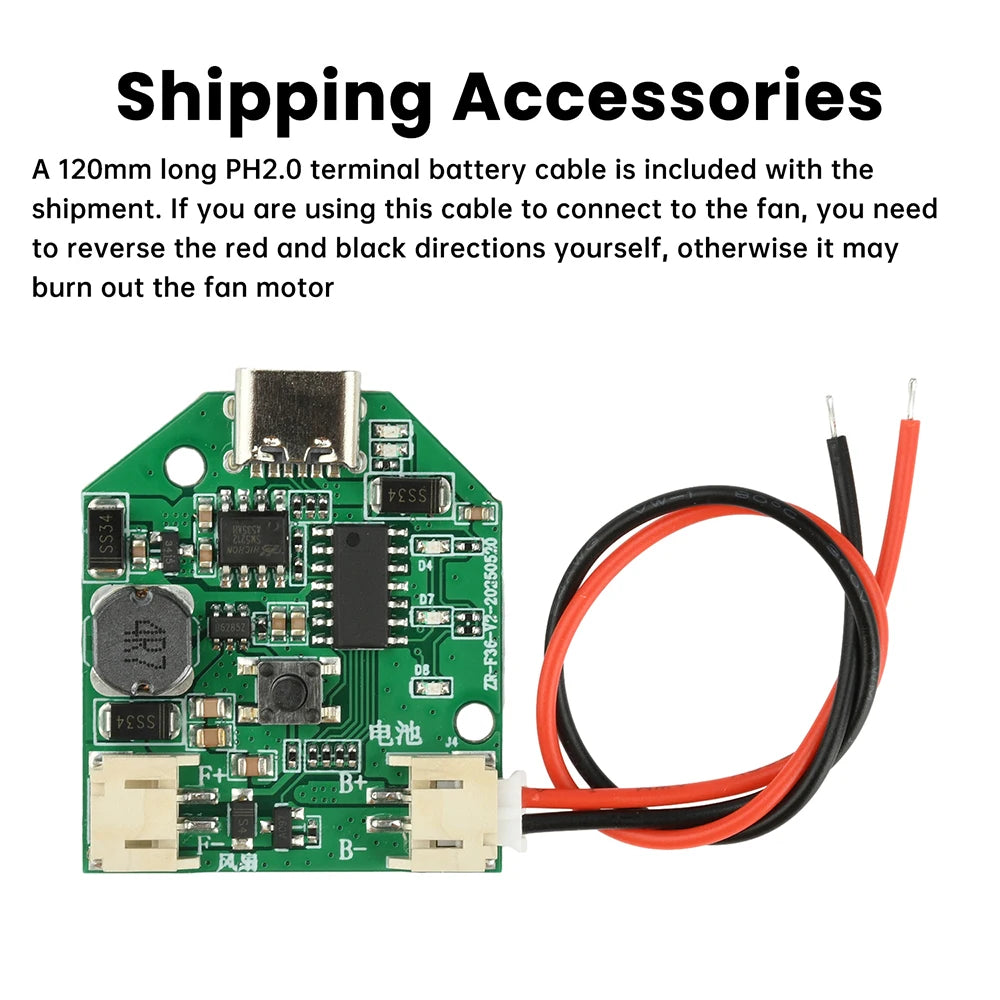 Universal 3/4 Speed Small Fan Control Board Micro Rechargeable Circuit Board Charging Module USB Type-C Oasis Select