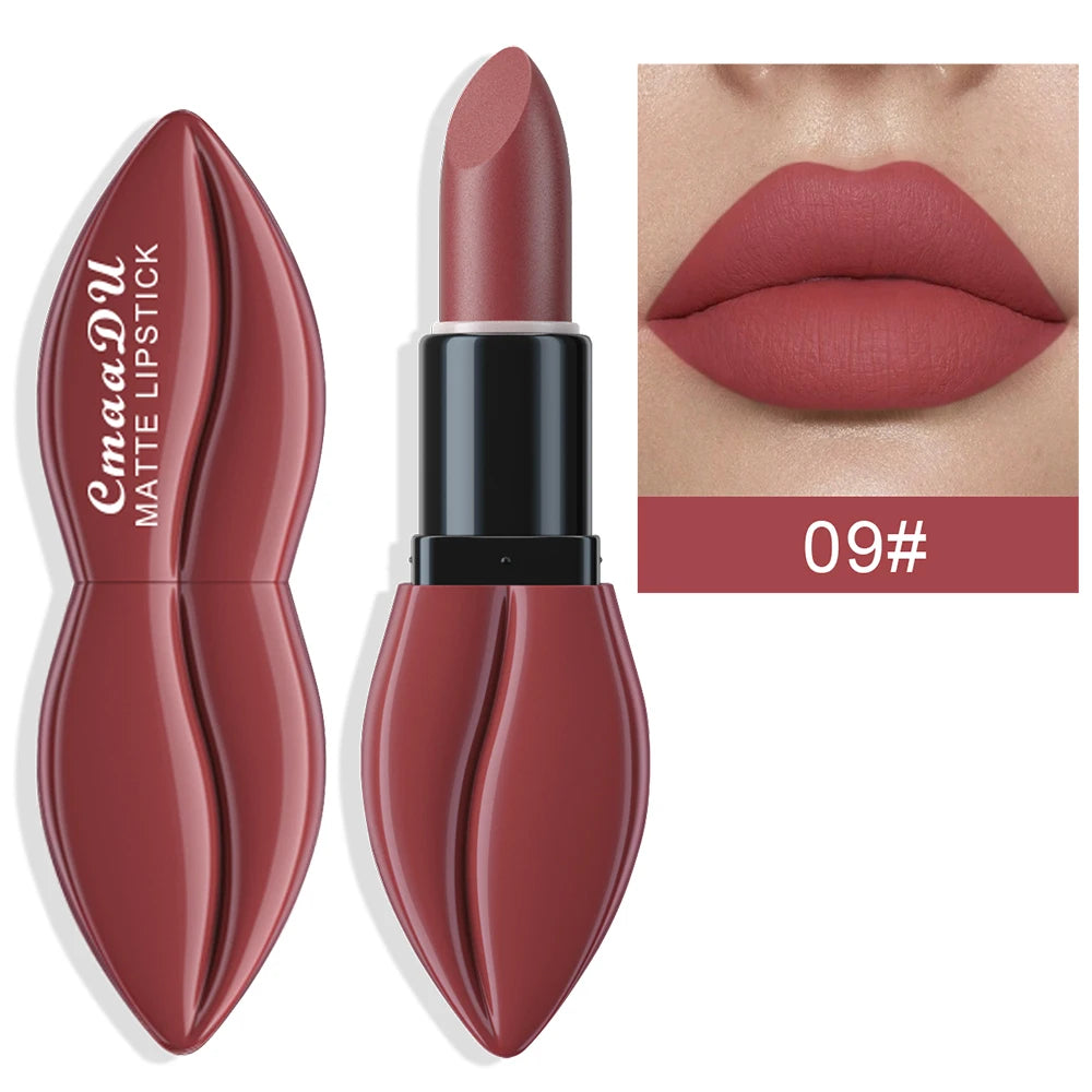 1pcs Matte Lip Gloss Lipstick, High Pigment Waterproof Velvet Long Lasting, Deep Red, Nude, Y2K Christmas Valentine's Day Gifts Oasis Select 09 Full Size