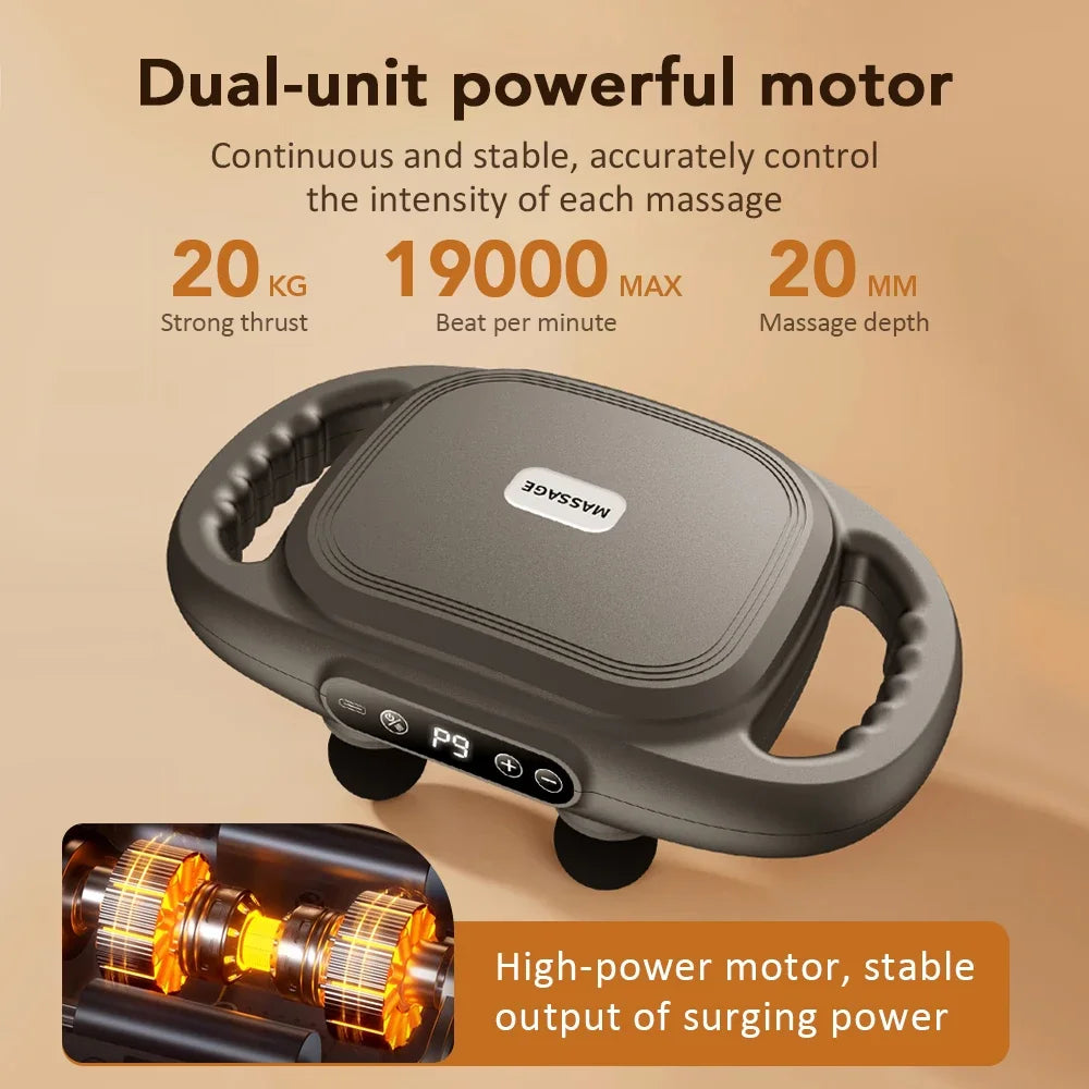 Electric Fascia Massage Gun – 6 Heads, 9 Modes & Red Light