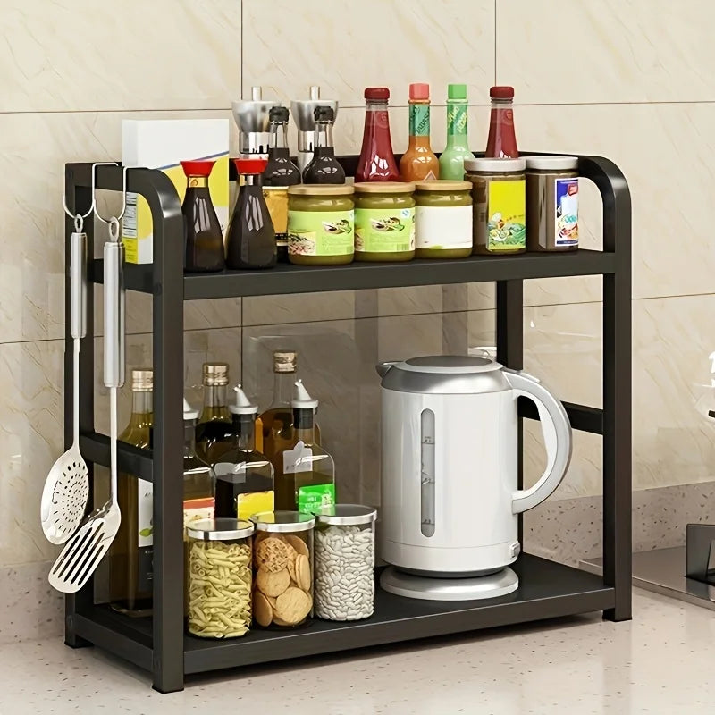 1pc 2-Tier Metal Countertop Shelf - Space Saving Organizer for Coffee, Mugs & Condiments, Rustproof Kitchen Rack Oasis Select