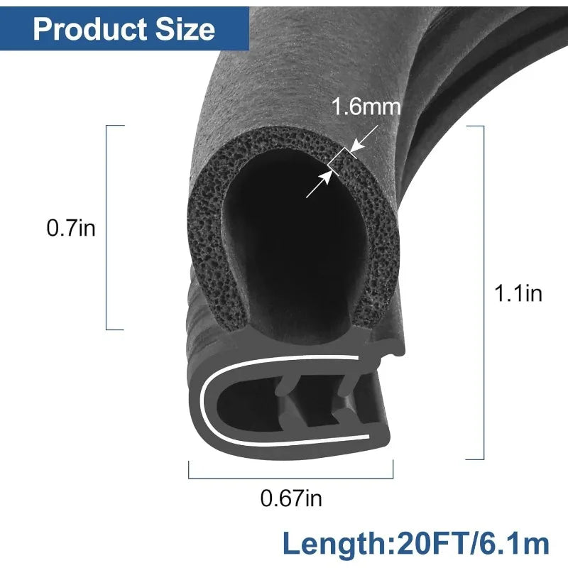 Weather Striping Trim Seal Durable Car Door Rubber Edge Trim Automotive Weather Stripping Edge Guard for Cars Trucks Oasis Select