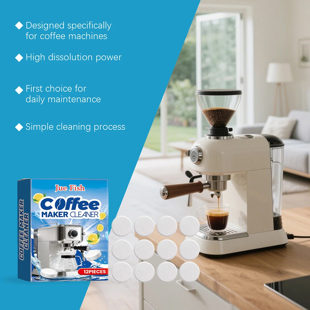 Coffee Machine Descaler Tablets – Universal Deep Cleaner 12-Pack