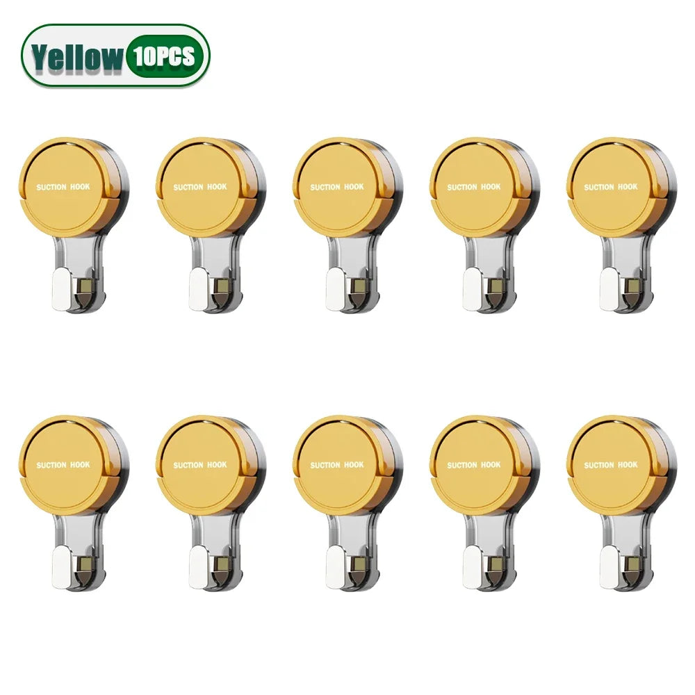 1-30PCS Suction Cup Hook Reusable Stronge Vacuum Bathroom Suction Cup Hooks Waterproof Towel Rack Clothes Hanger Hook Accessor Oasis Select Yellow-10PCS