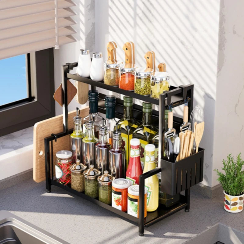 Kitchen seasoning rack Multifunctional countertop seasoning jar Chopsticks cartridge Knife holder Cutting board rack Kitchenware Oasis Select