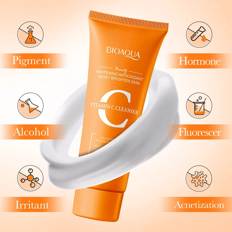 BIOAQUA Vitamin C Facial Cleanser – Brightening Foam Face Wash Vitamin C Face Wash Oasis Select
