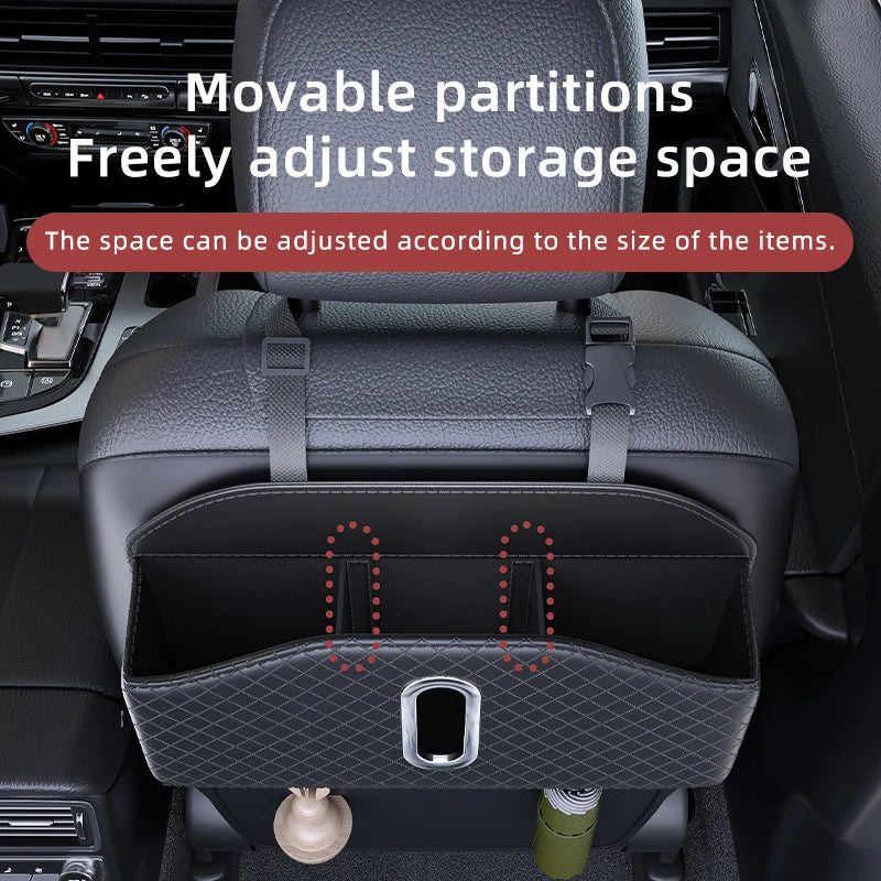 PU Leather Car Seat Back Organizer with Tissue Holder