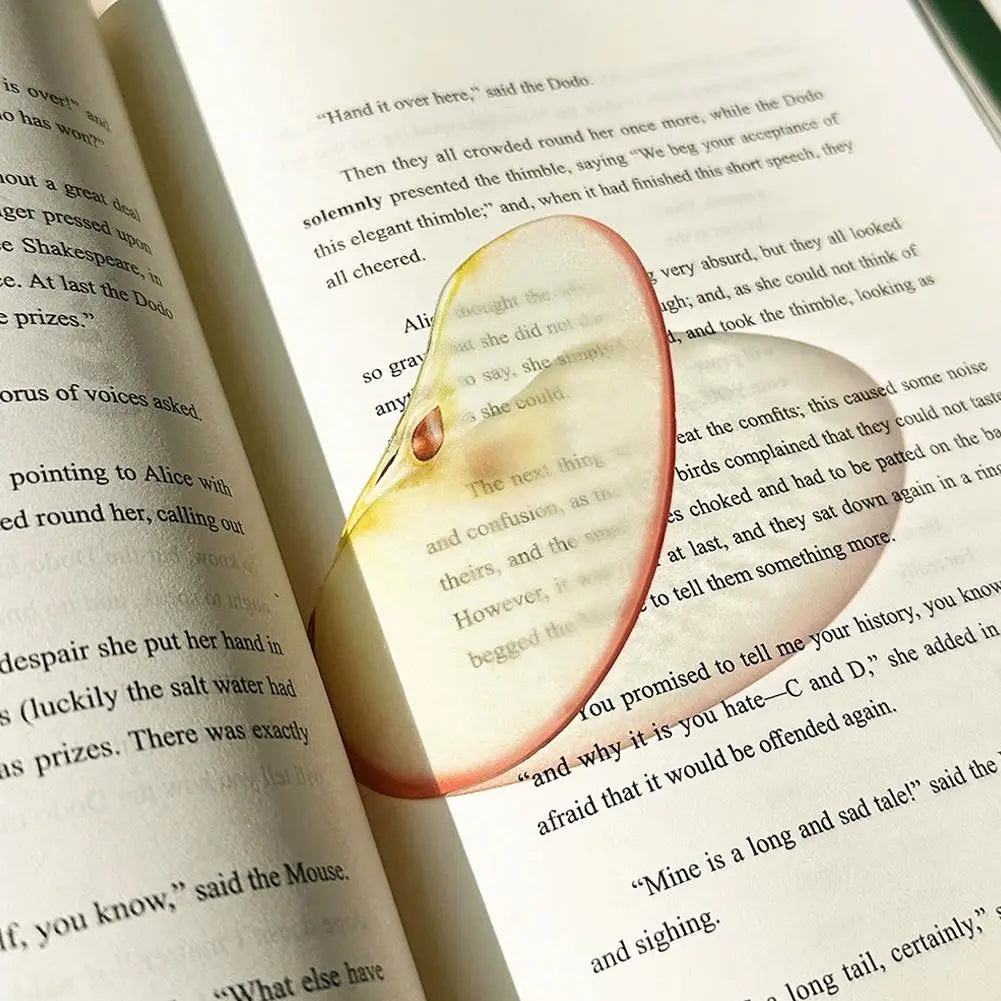 3D Effect Acrylic Fruit Bookmark Cute Translucent Watermelon Orange Page Clips Creative Reading Stationery Gift For Kids Friends Oasis Select Red apple
