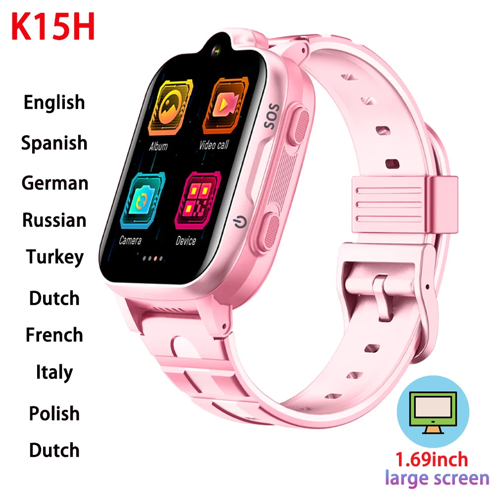 4G Kids Smart Watch Camera SOS Waterproof GPS WIFI Video Call Monitor Tracker Location LBS Smartwatch Children Watch Boy Girl Oasis Select K15H pink