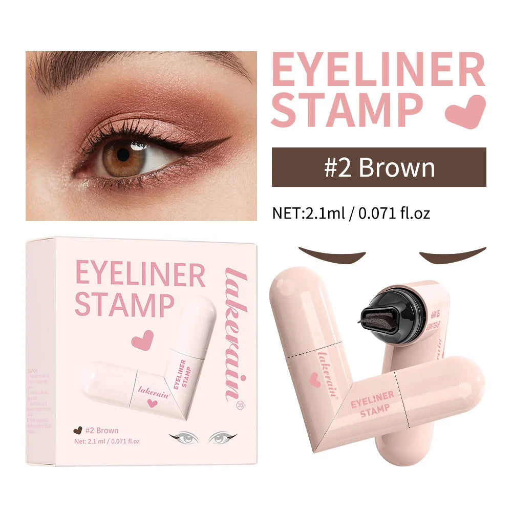 Waterproof Double-Wing Integrated Eyeliner Stamp - Sweat Proof & Long Lasting Easy to Use for Beginners Lazy Makeup Stencil Oasis Select 2 Brown