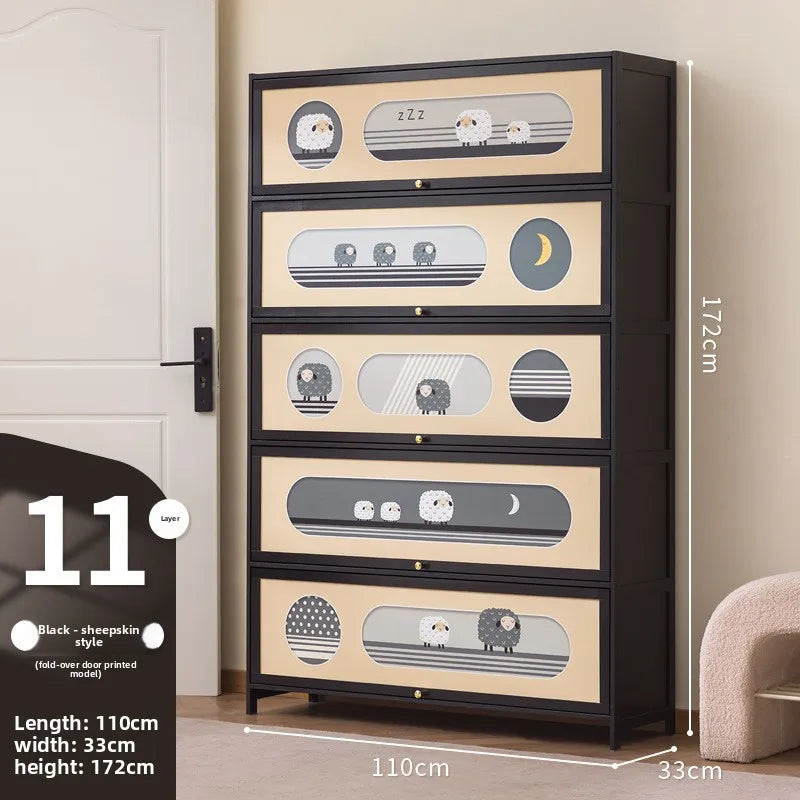 Multi-layer shoe rack outside the door of the home, artifact, large shoe cabinet, indoor corridor bamboo simple shoe cabinet Oasis Select Eleventh floor 110cm