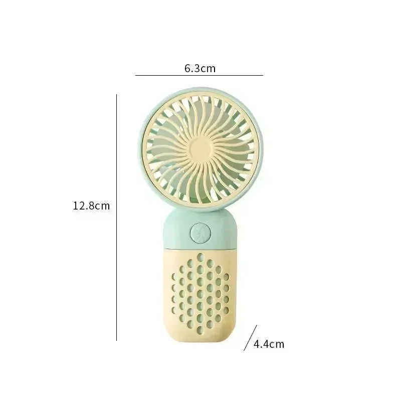 Handheld Mini Fan USB Rechargeable Portable Mute Small Electric Fan Student Dormitory Outdoor Travel Cooling Fan Oasis Select Yellow