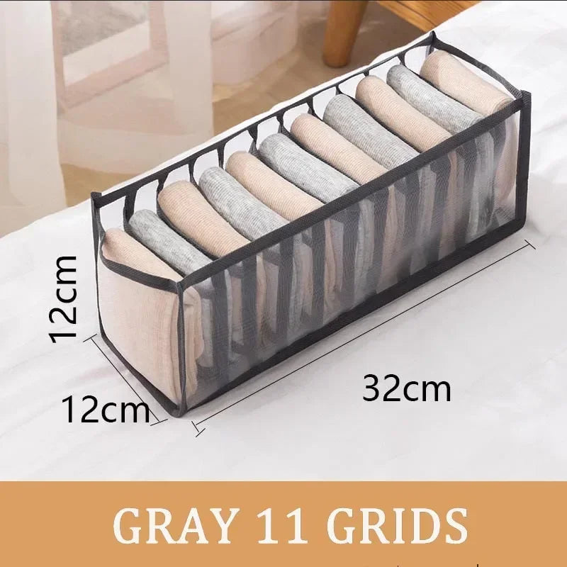 Folding Storage Pouch Laundry Organizer in The Closet Underwear Drawers Storage Bedroom Cabinet Socks Bra Storage PantsOrganizer Oasis Select grey 11 girds