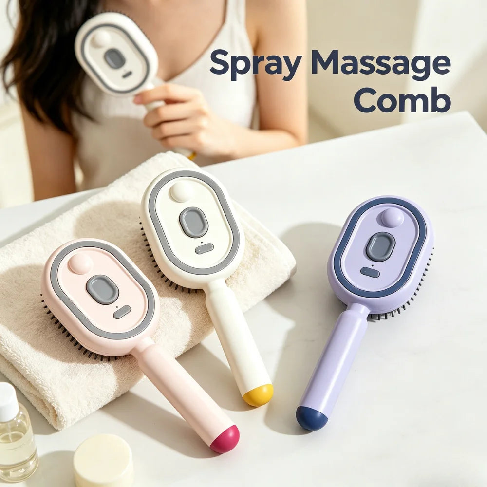 Electric Spray Massage Comb Exquisite Gift Pack Rechargeable Mist Sprayer Soft Cushion Teeth Suppresses Static Hair Build Up Oasis Select