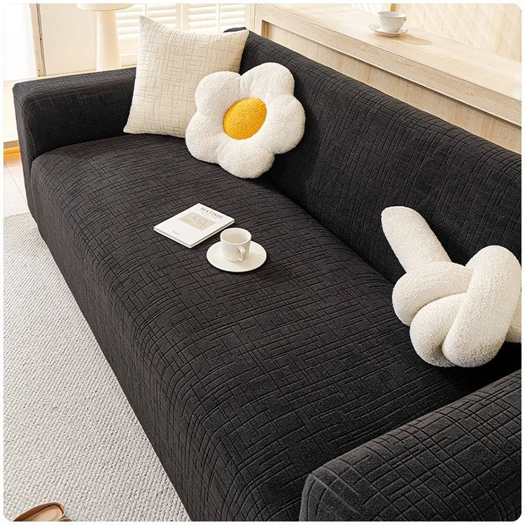 2025 New Anti-cat Scratch Sofa Cover Full Package Thickened Sofa Protection Cover for Autumn and Winter Oasis Select Simple black 3 people 190-230cm