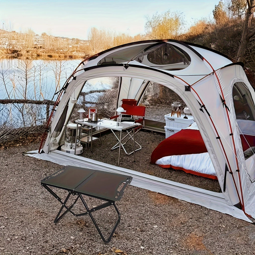 Lightweight Carbon Steel Portable Foldable Camping Table - Multipurpose BBQ & Picnic Table for Outdoor Travel, Hiking & Camping Oasis Select