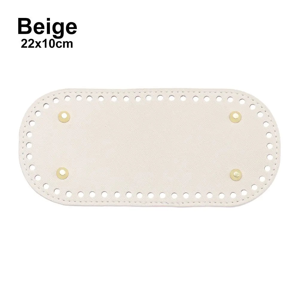 Material Crochet Bag With 52 holes DIY Bag Accessories for Knitted Bag PU leather Long Bag Bottom Oasis Select beige-22x10CM