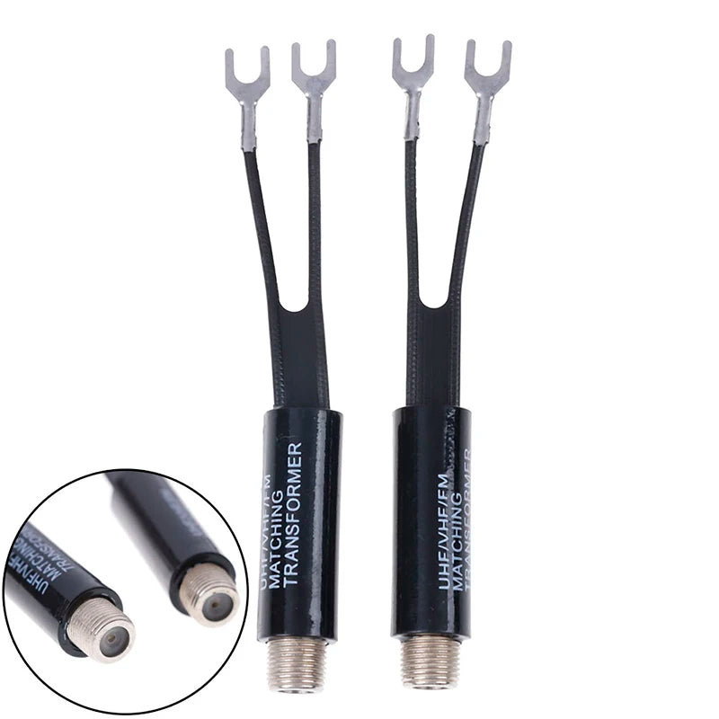 2Pcs UHF/VHF/FM/TV F cable 75-300 Ohm balun antenna matching transformer adapter Oasis Select