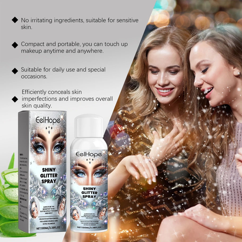 Fashion Highlighter Powder Spray for Hair Body Clothes Shiny High Gloss Glitter Powder Spray For Christmas Holiday Party Oasis Select
