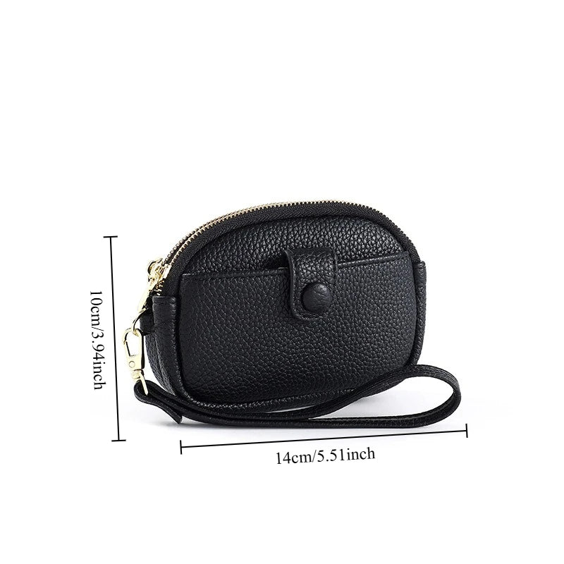 1pc New Mini Wallet for Women Large Capacity Double Zipper Storage Bag Multi Functional Small Wallet Oasis Select black