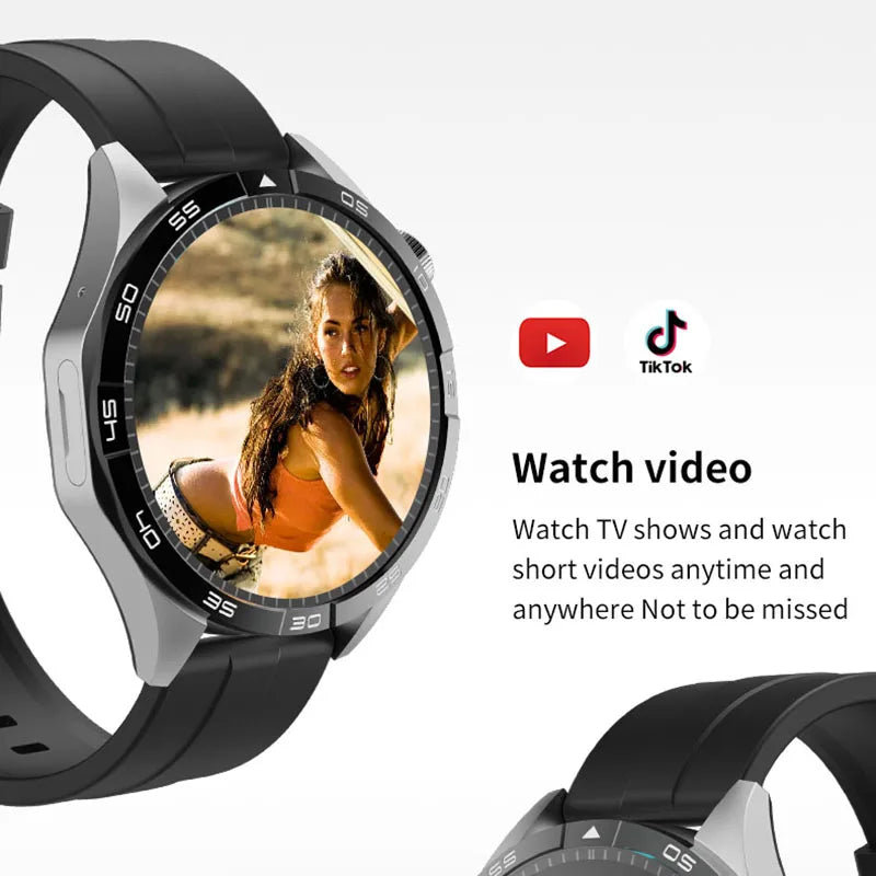 AMOLED Screen 4G Call Smart Watch Men Women APP Download GPS Smartwatch 200W HD Camera Sports Fitnes Waterproof Music Health Oasis Select