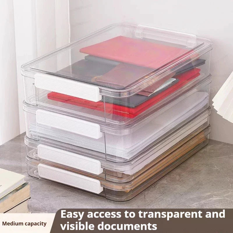 Paper Organizer Stackable Storage Box Transparent Desktop Storage Document Certificate Important Storage Box Oasis Select