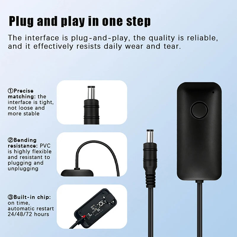 1/2/3 PCS Router Restart Cable Automatic Power-Off Timer With Hours Adjustment For Home Network Efficiency Oasis Select