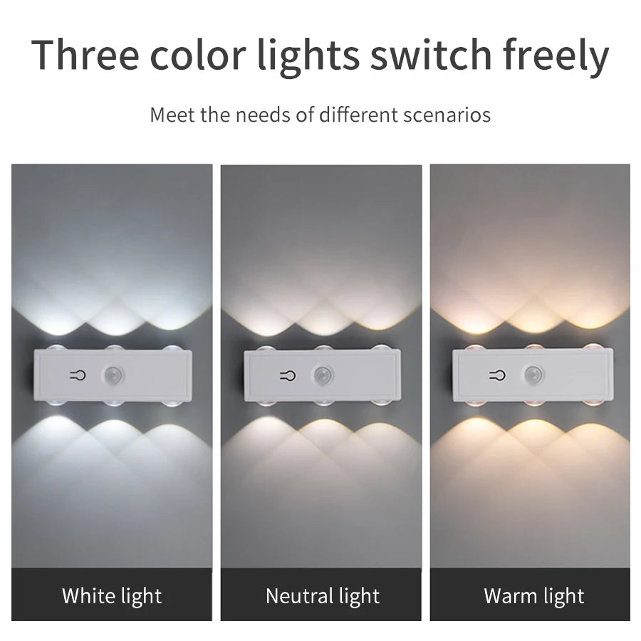 3 Colors/RGB Motion Sensor LED Night Light Rechargeable Magnetic Wall Lamp Touch Dimming Ambient Light for Bedroom Hallway Stair Oasis Select