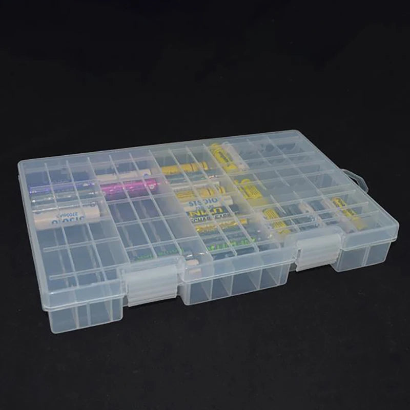 100-Slot AA & AAA Battery Storage Box | Transparent Organizer