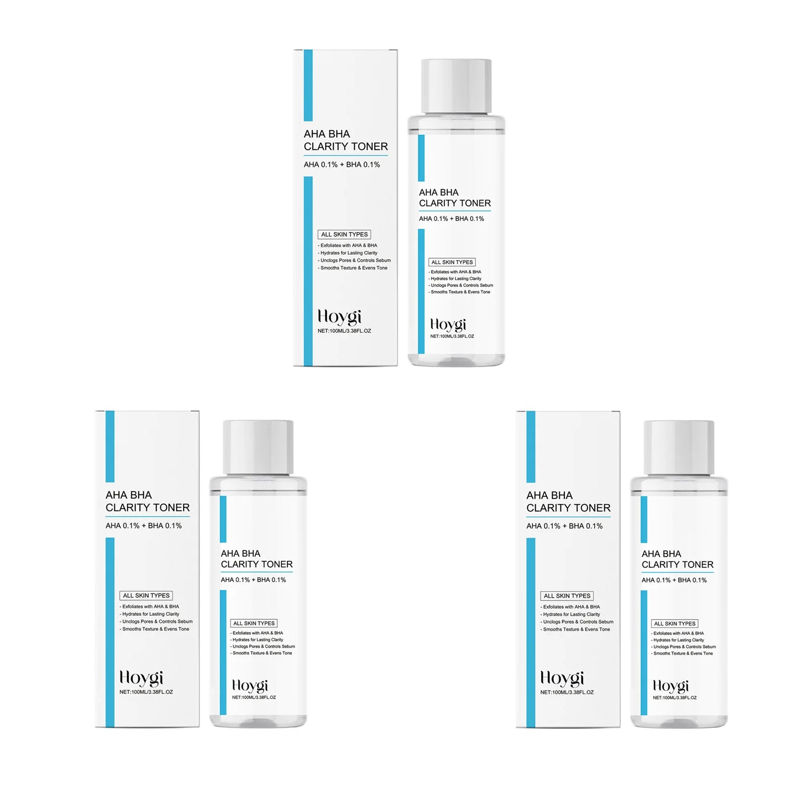 AHA BHA Toner Gentle Exfoliating Toner for Oily Skin Pore Refining Soothing Hydrating Facial Essence Daily Oil Control Skincare Oasis Select 3 x 100ml Boxed