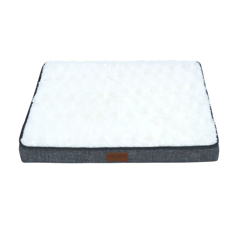 Dog Bed Memory Foam Pet Bed With Removable Washable Faux Fur Cover Orthopedic Waterproof Dog Bed For Crate Anti-Slip Bottom Oasis Select white M