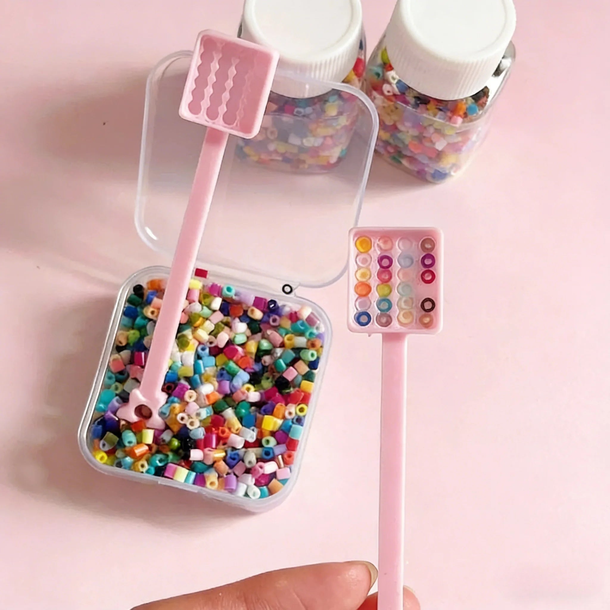 2pcs Cute Star-Handle Bead Picking Trays Portable Perler Beads Arrangement Tool Bead Sorting Gadget Multi-Hole Fuse Beads Picker Oasis Select